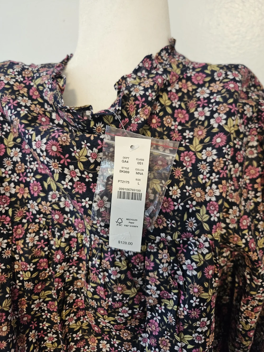 NWT J.Crew Button-Up Mini Dress Sunny Meadow Floral Navy Size L